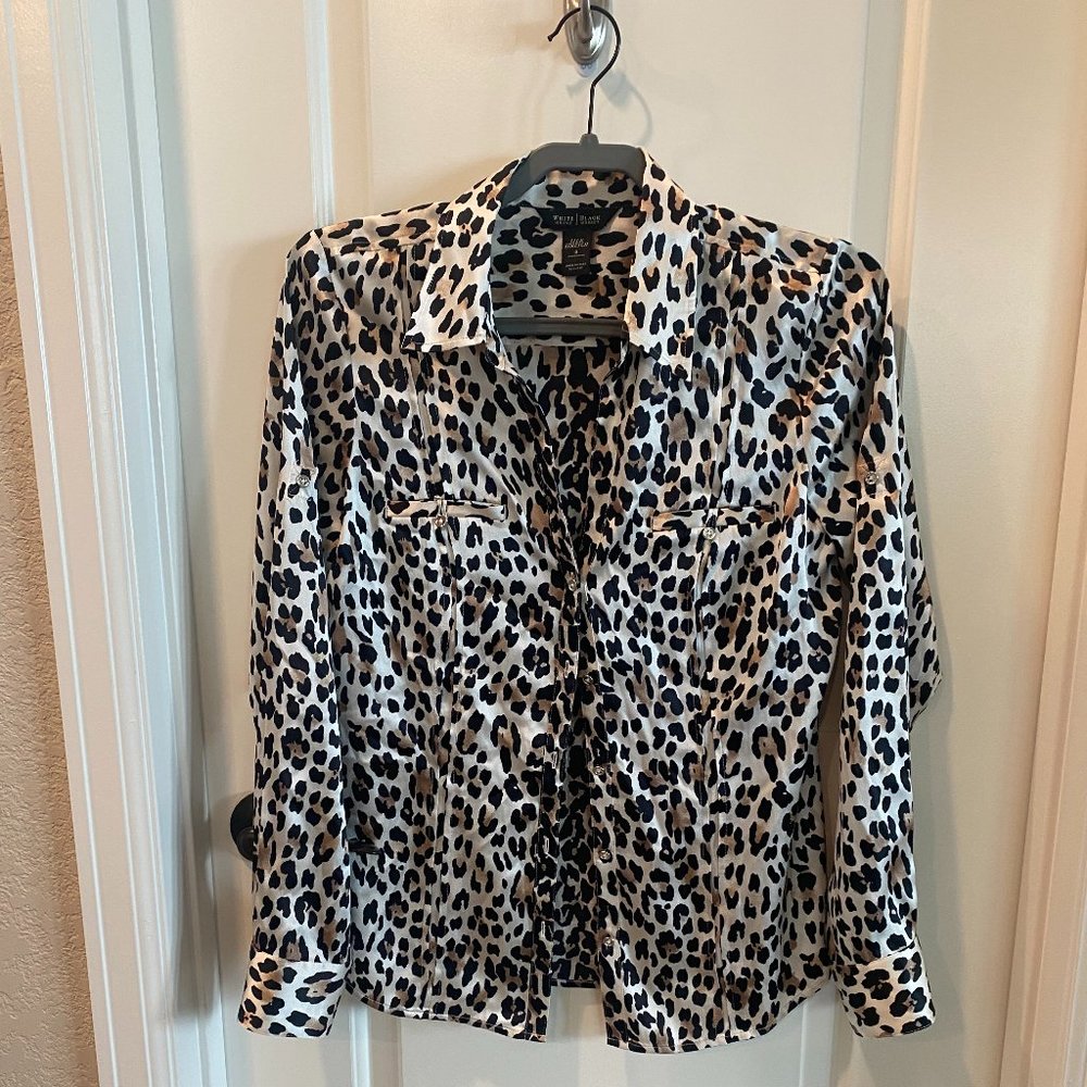 White House Black Market Silk Stretch Blouse Size 8